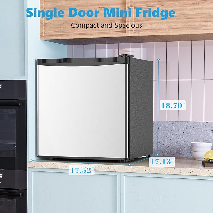 1.6 Cu.ft Mini Fridge with Freezer, Compact Refrigerator, Single Reversible Door - Image 4