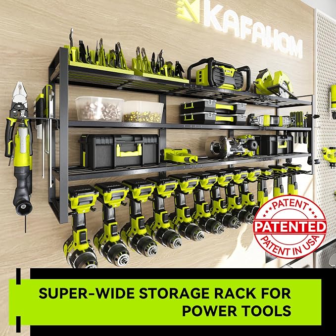 KAFAHOM Large Power Tool Organizer Wall Mount-13 Drill Holder - Image 6