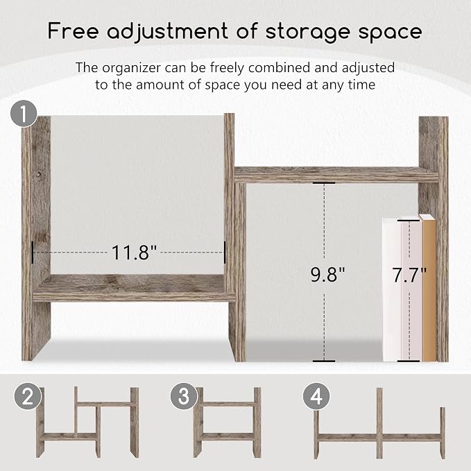 Jerry & Maggie Desktop Organizer Office Storage Rack Adjustable Wood Display - Image 5