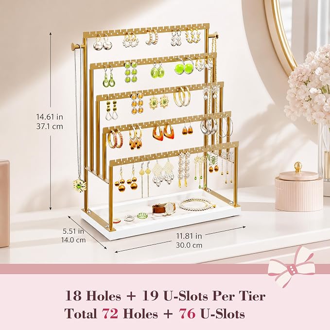 Large 5 Tier Earring Organizer and Holder, jewelry organizer stand, elegant - Image 2