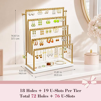 Large 5 Tier Earring Organizer and Holder, jewelry organizer stand, elegant - Image 2