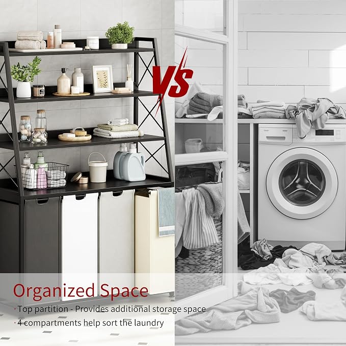 Herture Laundry Basket, 4 Section Laundry Hamper - Image 6