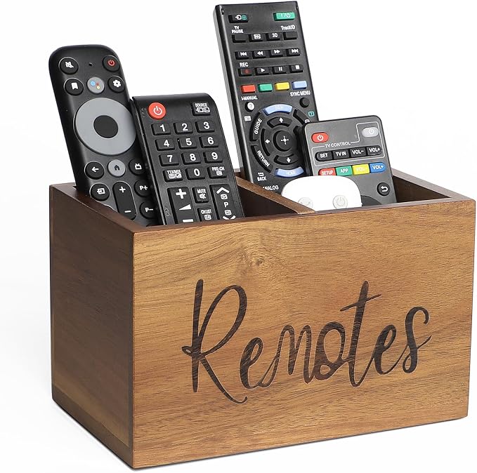 Acacia Wood TV Remote Holder, Caddy and Organizer by LBEMEY
