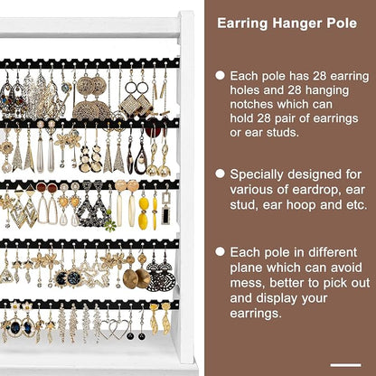Poyilooo Earring Holder Organizer, Rustic Wood Earring Holder Stand, 5 Layer - Image 3