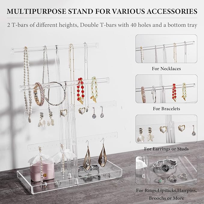4-Tier Acrylic Jewelry Organizer Stand - Image 5
