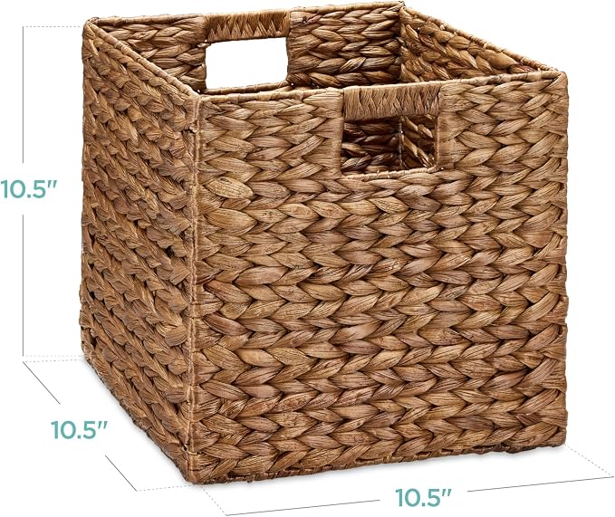 Best Choice Products 10.5x10.5in Pack of 5 Cube Storage Baskets, Water Hyacinth - Image 2