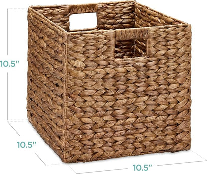 Best Choice Products 10.5x10.5in Pack of 5 Cube Storage Baskets, Water Hyacinth - Image 2