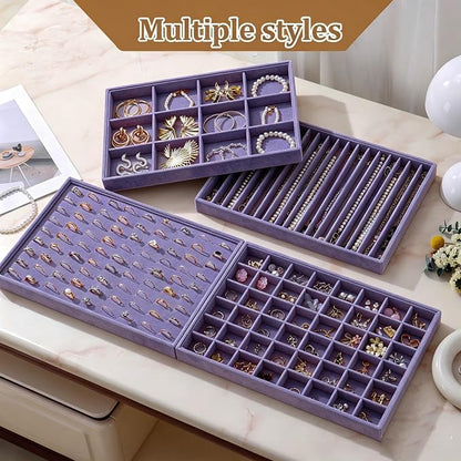 Large Velvet Jewelry Tray 2 Pack Stackable Jewelry Display Drawer Inserts Trays - Image 7