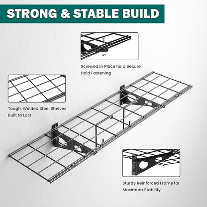 EVERHANGER Garage Wall Shelves, 12 X 48 Inch Wall Mounted Storage Shelves - Image 5