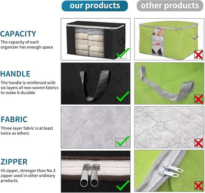 Large Storage Bags, 8 Pack Clothes Storage Bins Foldable Closet Organizers - Image 3