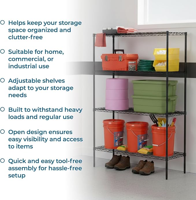 Honey-Can-Do 4-Tier Heavy Duty Extra-Wide Adjustable Shelving Unit, 350-lb Per - Image 8