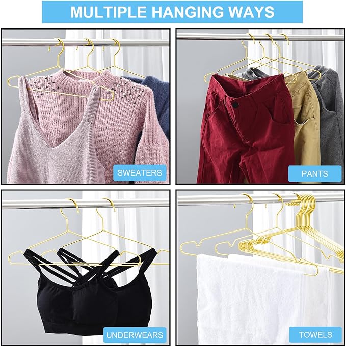 Gold Hangers for Clothes, Ultra Thin Metal Clothes Hangers Heavy Duty Coat - Image 5