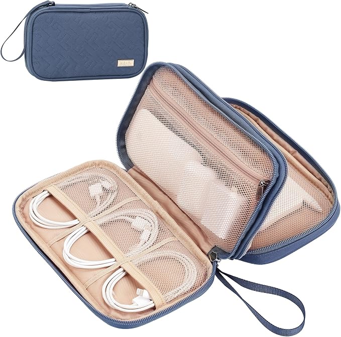 NISHEL Travel Cord Organizer Case, Double Layers Tech Electronic Bag, Essentials by NISHEL