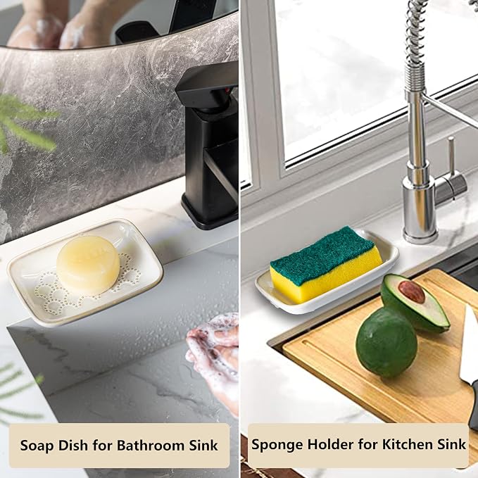 Gomakren Soap Dish for Shower, Christmas Ceramic Soap Dishes for Bar Soap Sponge - Image 4