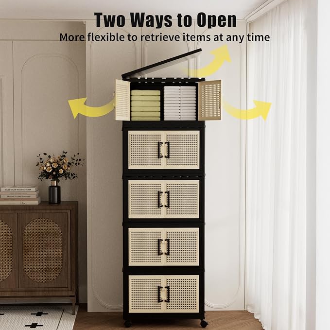 Stackable Storage Bins with Lids, Collapsible Plastic Storage Box Closet - Image 5