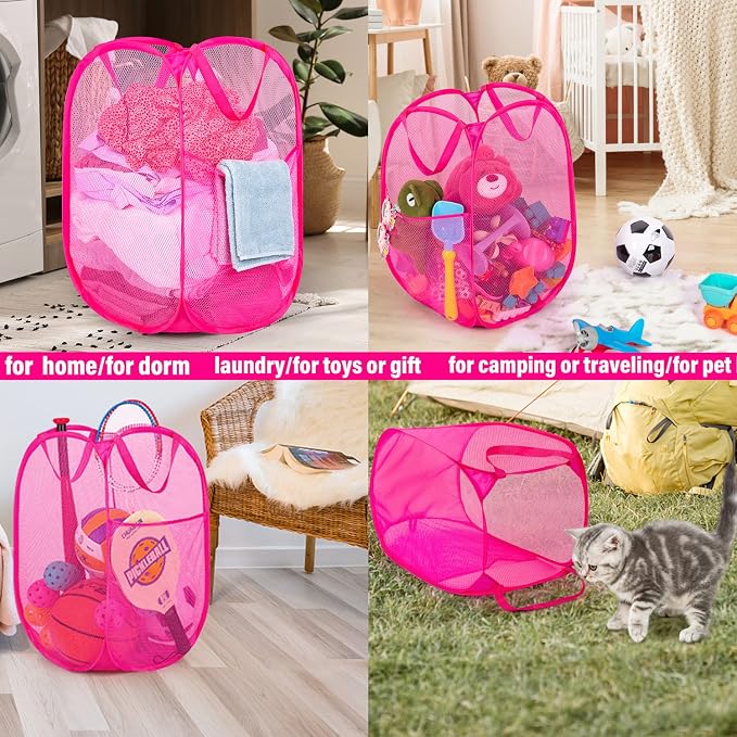 2 Pack Sturdy Mesh Pop up Laundry Hamper Basket - Image 6