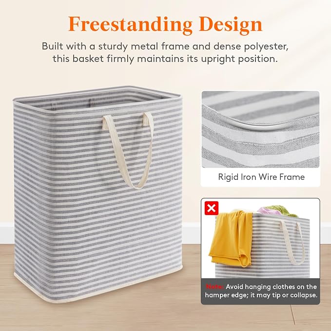 Lifewit 105L Large Collapsible Laundry Hamper, Tall Foldable Dirty Clothes - Image 6