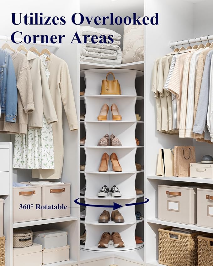 Kitsure Shoe Rack for Ehtryway, 7-Tier Rotating Shoe Rack Tower, 360° Revolving - Image 6
