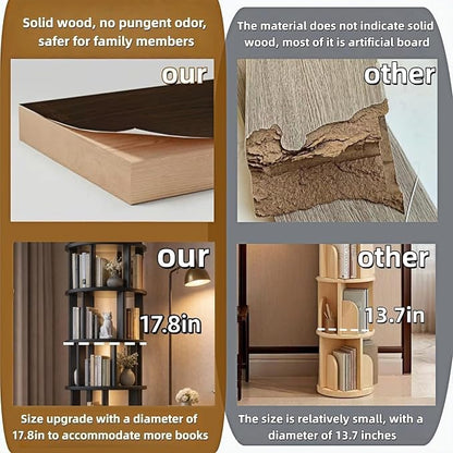 Solid Wood Rotating Round Bookshelf Towers - Image 8