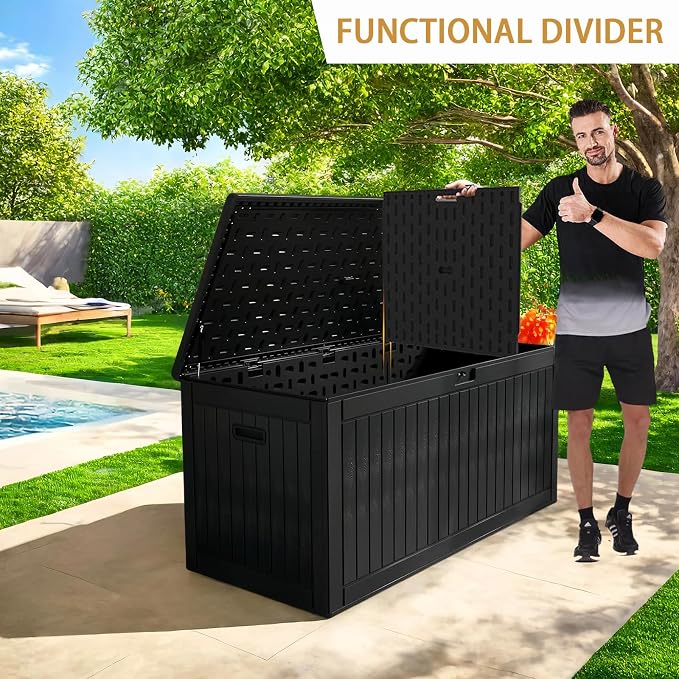 KUIKUI 288 Gallon Waterproof Deck Box, Outdoor Storage Box Waterproof Lockable - Image 7