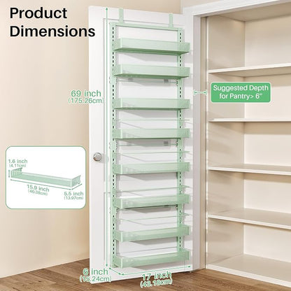 SNTD 8 Tiers Over the Door Organizer, Height Adjustable Spice Rack, Dense Mesh - Image 2