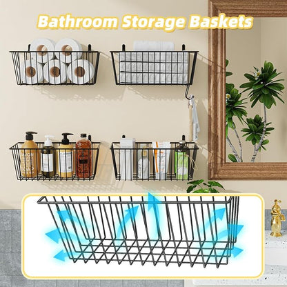 Simple Trending 6 Pack Wire Basket Wall Mount Baskets Hanging Baskets, Cabinets - Image 8