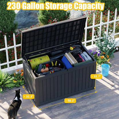 280 Gallon Resin Deck Box, Lockable Outdoor Storage Box - Image 2