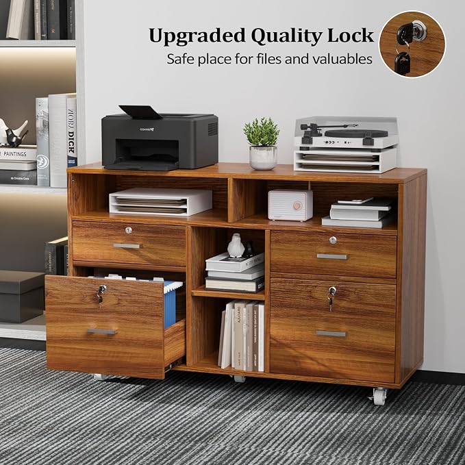 VINGLI Wide 4 Drawer Lockable Rolling File Cabinet - Image 7