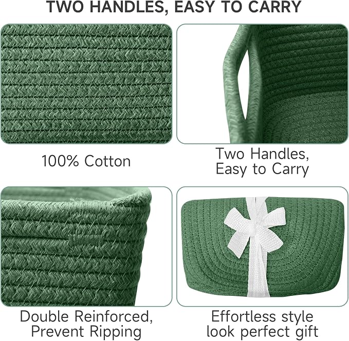 3-Pack Shelf Baskets for Organizing, Closet Organizer Bins, Small Woven Baskets - Image 6