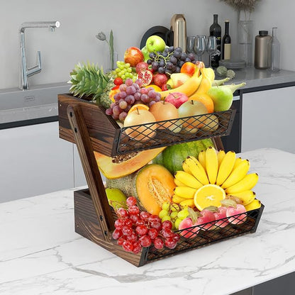 Dorhors Fruit Basket for Kitchen Counter Organizer, Fruit Bowl Stand Storage | - Image 2