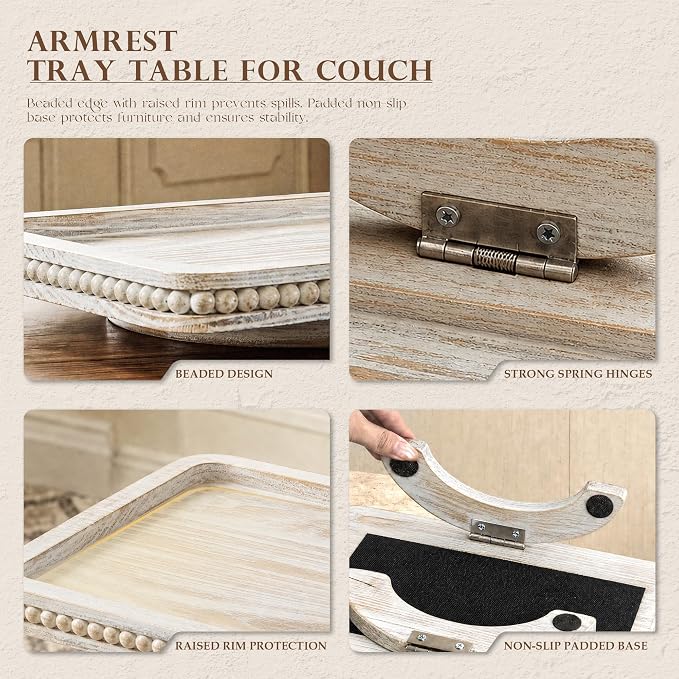 EOSAHR Pine Wood Couch Tray - Image 7