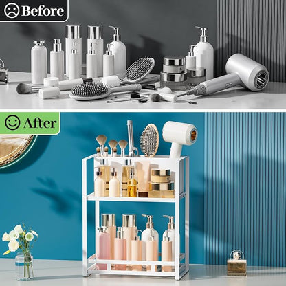 SanDream Hair Tool Organizer Bathroom Countertop, 2-Tier Metal Bathroom - Image 9