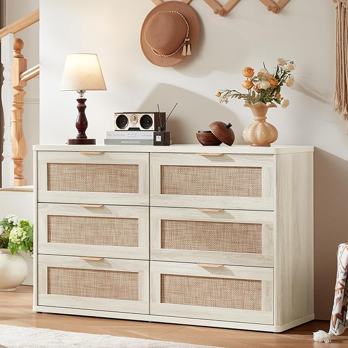 LEYAOYAO Rattan 6 Drawer Dresser - Image 8