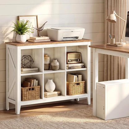 VASAGLE Liry Collection Farmhouse Bookcase, 6-Cube Storage Organizer by VASAGLEbySONGMICSHOME