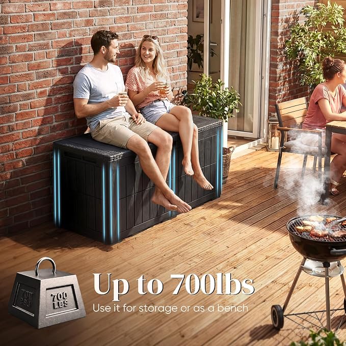 Quictent 100 Gallon Resin Deck Box, Weatherproof Waterproof Outdoor Storage - Image 6
