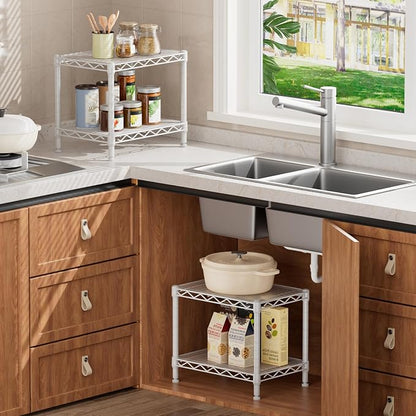 SINGAYE 2 Small Shelves Kitchen Storage Shelf Wire Shelving Unit Metal Shelf - Image 2