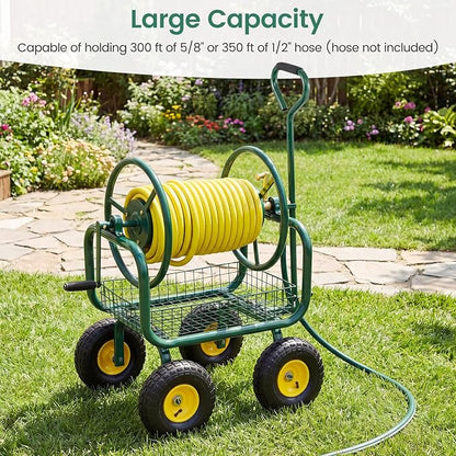 Goplus Garden Hose Reel Cart, 300ft 5/8" or 350ft of 1/2" Large Capacity - Image 2
