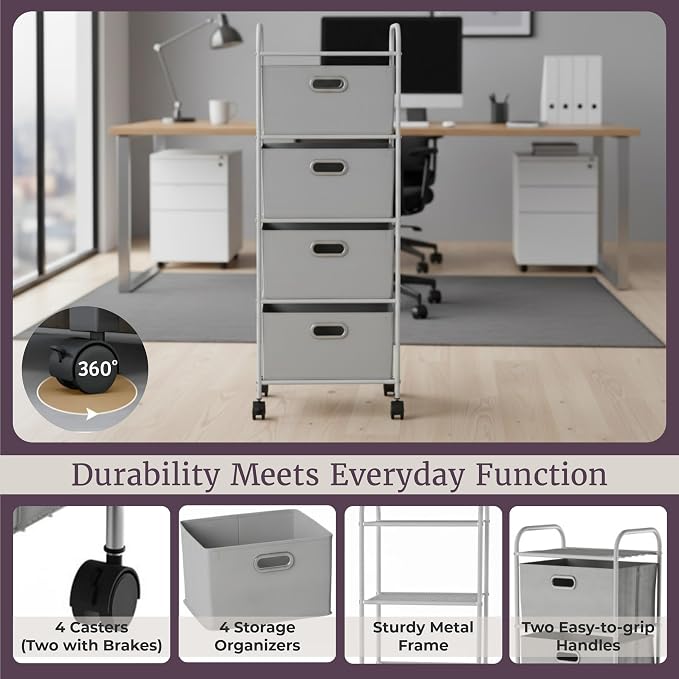 4-Drawer Fabric Dresser - Image 4
