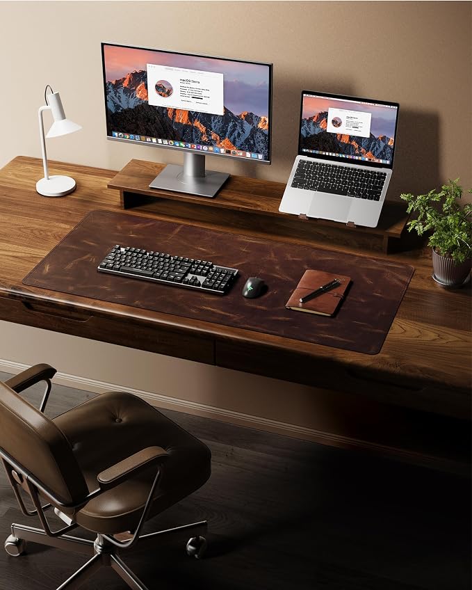 YSAGi Leather Desk Mat, 23.6"x13.8"Real Leather Desk Pad, 3mm Thick Desk Blotter - Image 8