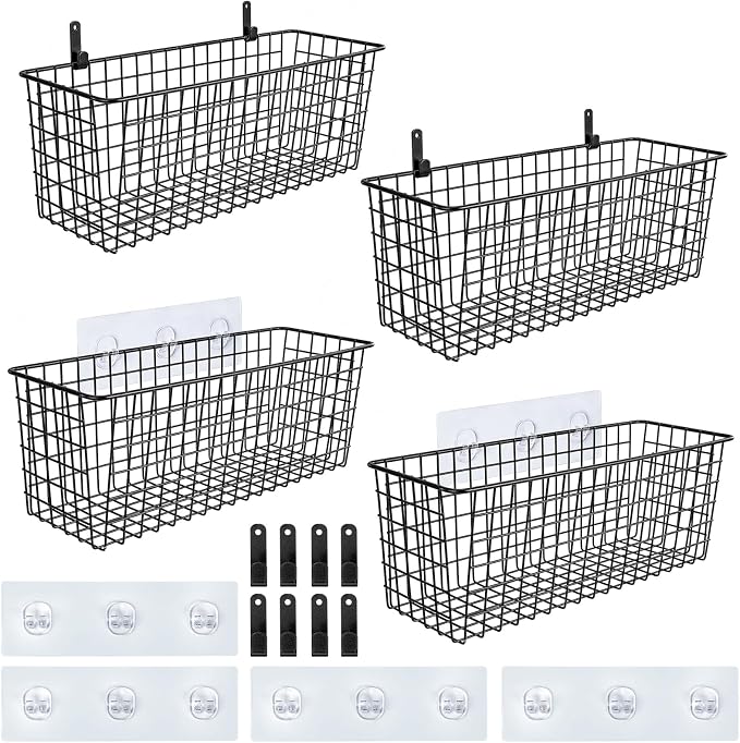 4 Set Hanging Wall Mount Storage Baskets by AOZITA
