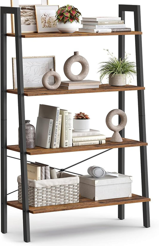 VASAGLE Ladder Shelf, 4-Tier Bookshelf, Storage Rack, Bookcase by VASAGLEbySONGMICSHOME