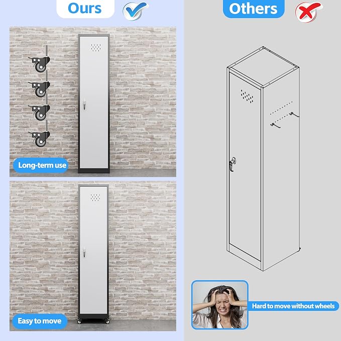 72''H Metal Broom Closet Storage Cabinet - Image 6