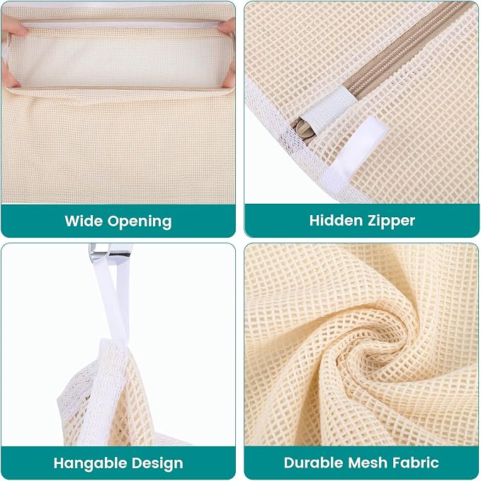 Dntorx 4 Pack Durable Cotton Mesh Laundry Bags - Image 8