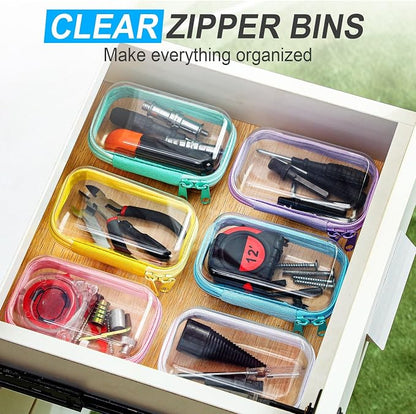 Sanwuta 6 Pcs Clear Hard Zipper Case Hard Plastic Zipper Pouches Transparent - Image 6
