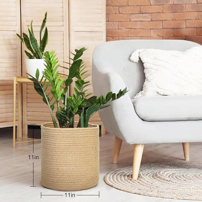 MEGASKET Woven Jute Plant Basket, Wicker Basket Planter - Image 3