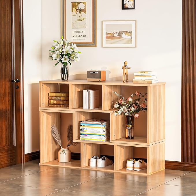 Recaceik Cube Bookshelf 2 Shelf Bookcase L-Shaped TV Console Stand Modern - Image 3