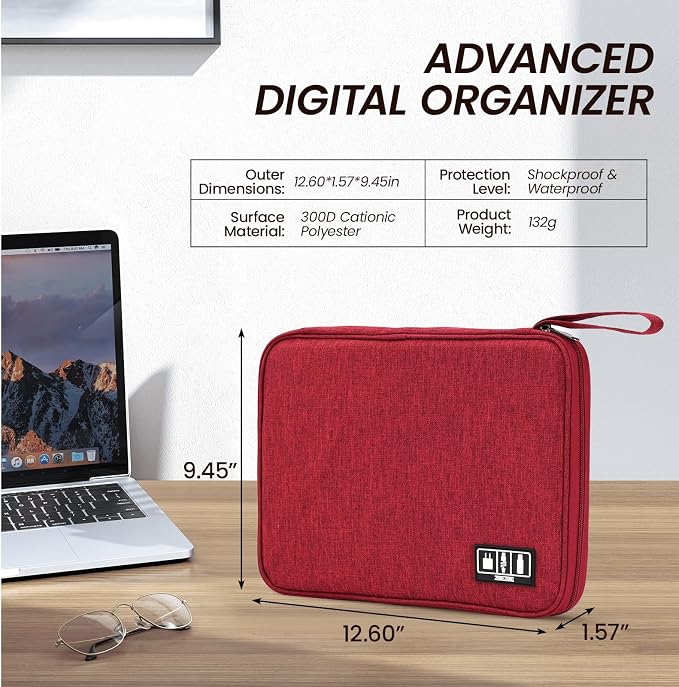 Large Slim Cable Organizer Travel Case, Single-Layer Electronic Accessories - Image 2