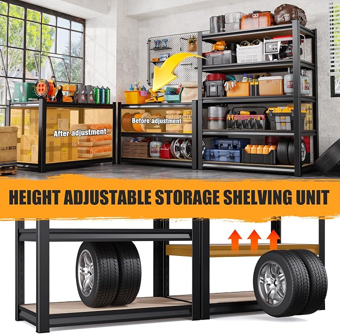 Set of 3 Garage Shelving Heavy Duty Storage Shelves, Metal Adjustable Shelving - Image 5