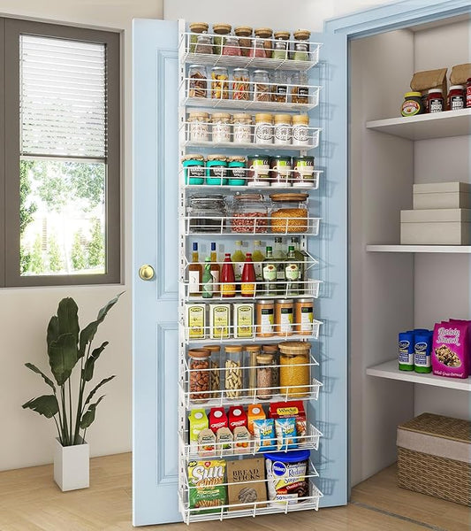 Mefirt White 10-Tier Over The Door Pantry Organizer, 2 in 1 Spice Rack | Pantry by Mefirt