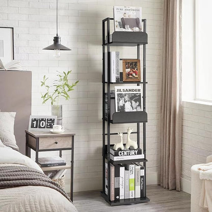 Bikoney Rotating Bookshelf, 360 Display Spinning Bookshelf Tower, 5-Tier Narrow - Image 9